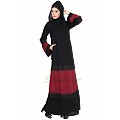 Casual Dress abaya- Black-Maroon