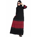 Casual Dress abaya- Black-Maroon
