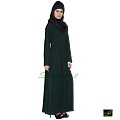 Pin-tuck abaya in Dark Green color
