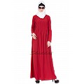 Designer abaya with pintuck- red Designer abaya with pintuck- red