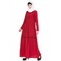 Designer abaya with pintuck- red Designer abaya with pintuck- red