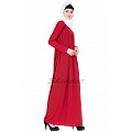 Designer abaya with pintuck- red Designer abaya with pintuck- red