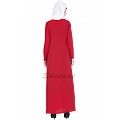 Designer abaya with pintuck- red Designer abaya with pintuck- red