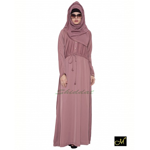 Designer Abaya in puce pink color