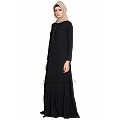 Frilled abaya dress with pintucks- black Frilled abaya dress with pintucks- black