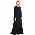 Frilled abaya dress with pintucks- black Frilled abaya dress with pintucks- black