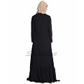 Frilled abaya dress with pintucks- black Frilled abaya dress with pintucks- black
