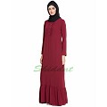 Frilled abaya dress with pintucks- maroon Frilled abaya dress with pintucks- maroon