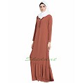 Frilled abaya dress with pintucks- rust
