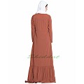Frilled abaya dress with pintucks- rust