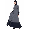 Front open casual abaya- grey-blue Front open casual abaya- grey-blue