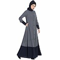 Front open casual abaya- grey-blue Front open casual abaya- grey-blue