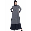 Front open casual abaya- grey-blue Front open casual abaya- grey-blue