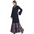 Front open Dress abaya- blue-grey Front open Dress abaya- blue-grey