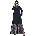 Front open Dress abaya- blue-grey Front open Dress abaya- blue-grey