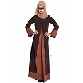 Casual abaya with floral borders- brown-rust Casual abaya with floral borders- brown-rust
