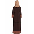 Casual abaya with floral borders- brown-rust Casual abaya with floral borders- brown-rust