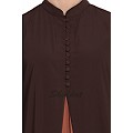 Casual abaya with floral borders- brown-rust Casual abaya with floral borders- brown-rust