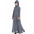 Designer double layered abaya- Grey