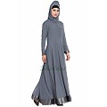 Designer double layered abaya- Grey