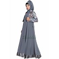 Designer double layered abaya with a jacket combo- grey Designer double layered abaya with a jacket combo- grey