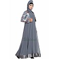 Designer double layered abaya with a jacket combo- grey Designer double layered abaya with a jacket combo- grey
