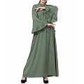 Designer abaya dress with frilled bell sleeves- Jade Green Designer abaya dress with frilled bell sleeves- Jade Green