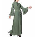 Designer abaya dress with frilled bell sleeves- Jade Green Designer abaya dress with frilled bell sleeves- Jade Green