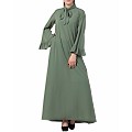 Designer abaya dress with frilled bell sleeves- Jade Green Designer abaya dress with frilled bell sleeves- Jade Green
