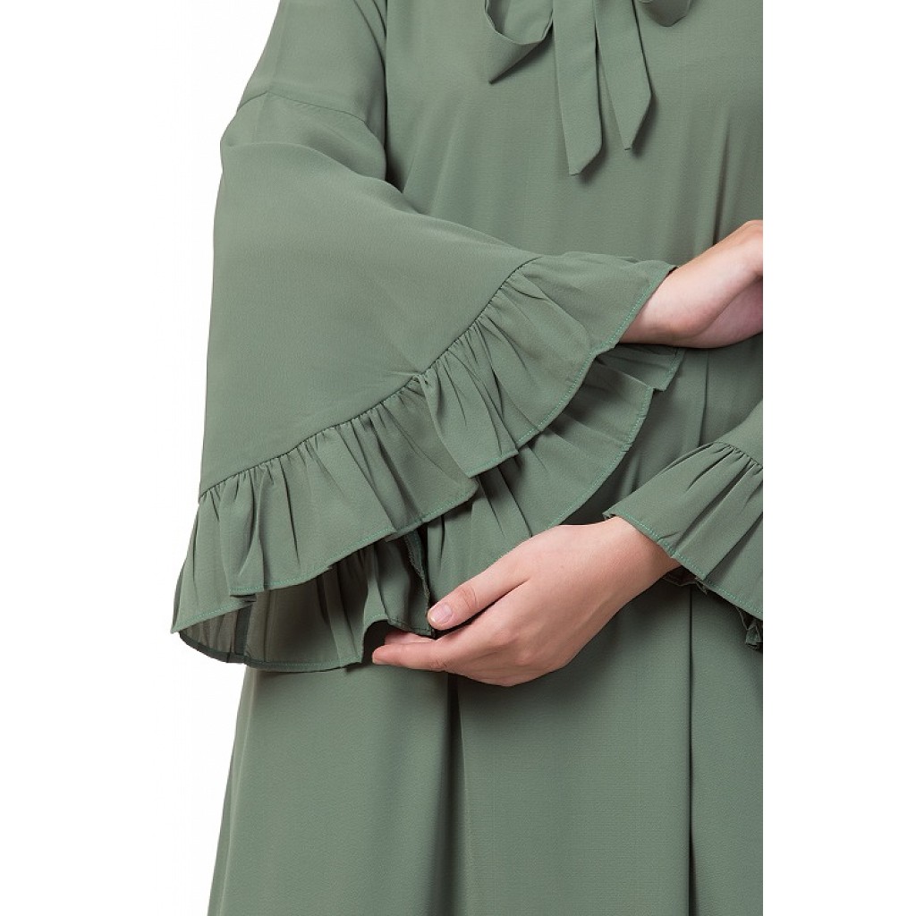 Shrug abaya - Buy Designer abaya dress with frilled bell sleeves- Jade ...