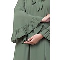Designer abaya dress with frilled bell sleeves- Jade Green Designer abaya dress with frilled bell sleeves- Jade Green