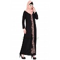 Embroidered abaya - Black & Beige Embroidered abaya - Black & Beige