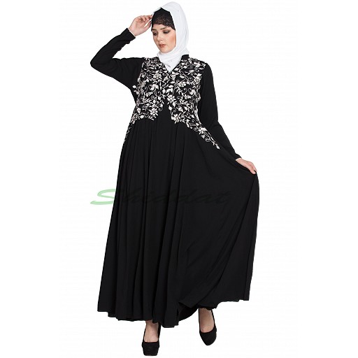 Designer abaya with embroidery and bead work