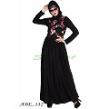 Embroidered abaya with pleated waistline