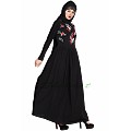 Embroidered abaya with pleated waistline