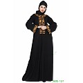 Embroidered front open abaya- Black Embroidered front open abaya- Black