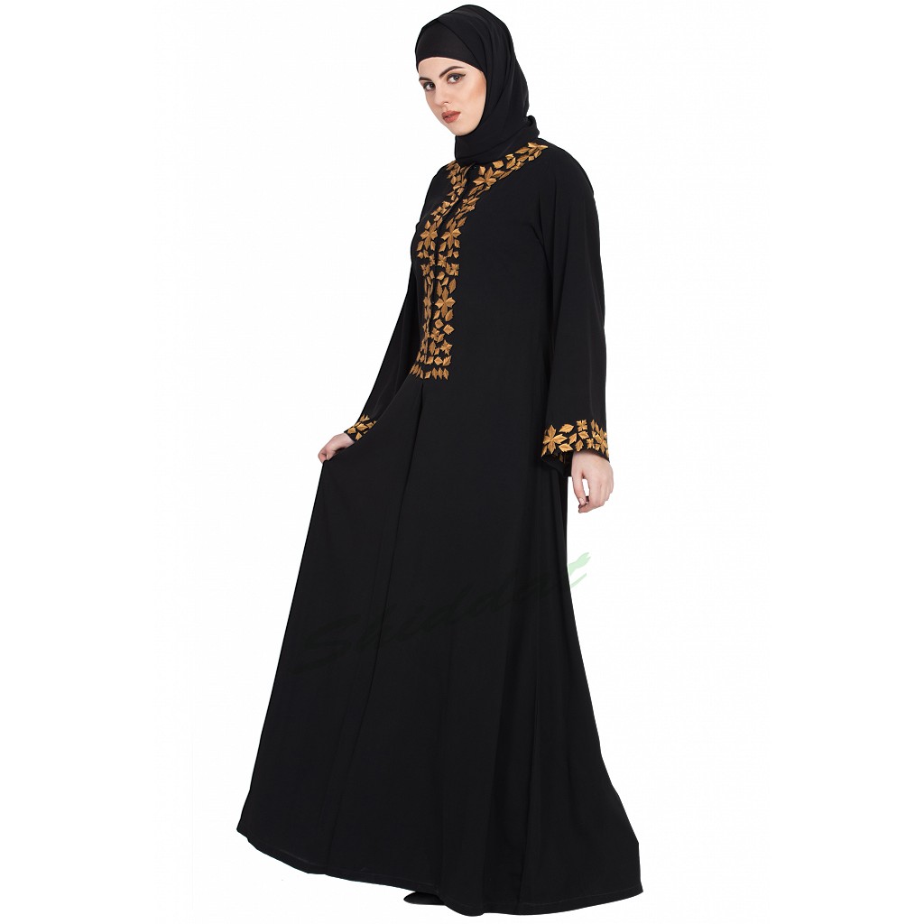 open front abaya black