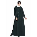 Designer Front open casual abaya- Green Designer Front open casual abaya- Green