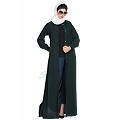 Designer Front open casual abaya- Green Designer Front open casual abaya- Green