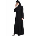 Front open abaya with embroidery work- Black Front open abaya with embroidery work- Black