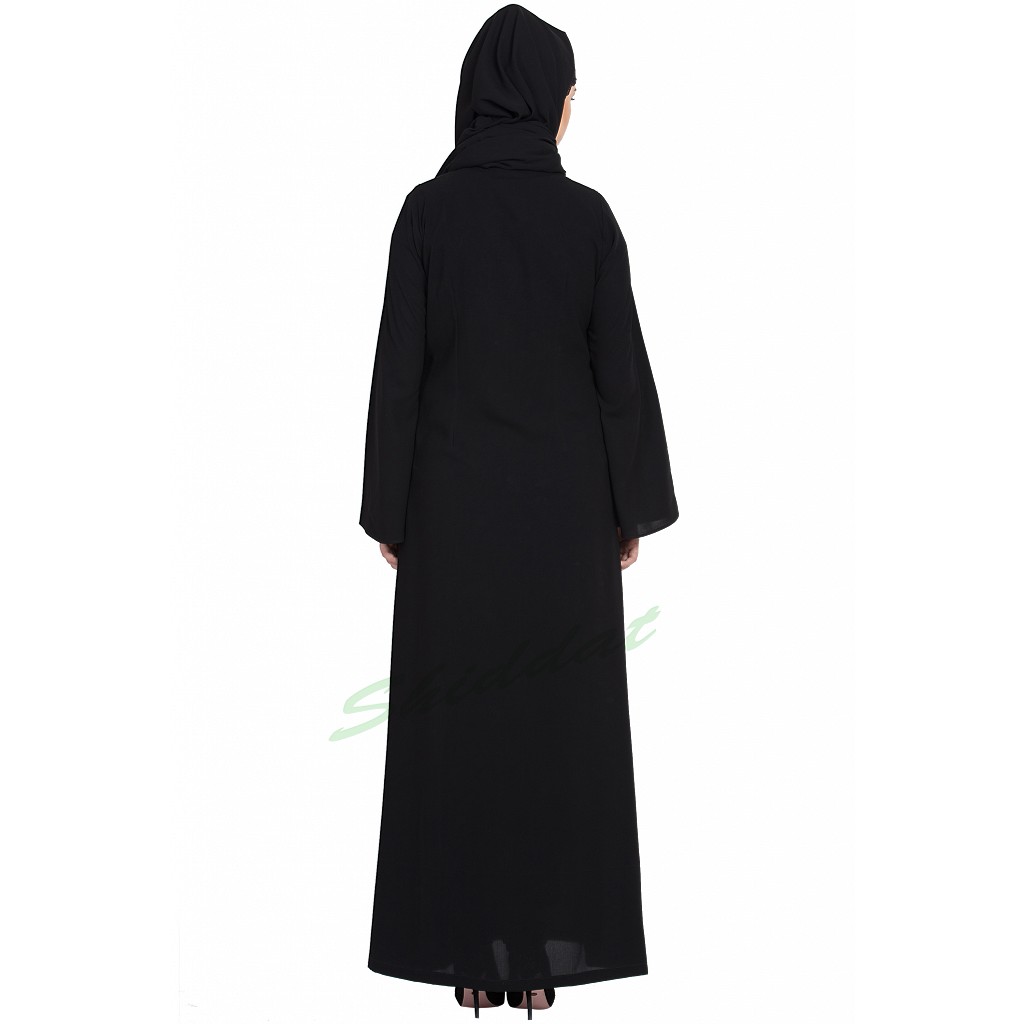 black abaya open front