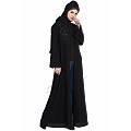 Front open abaya with embroidery work- Black Front open abaya with embroidery work- Black
