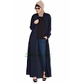 Long Cardigan Abaya- Navy Blue Long Cardigan Abaya- Navy Blue