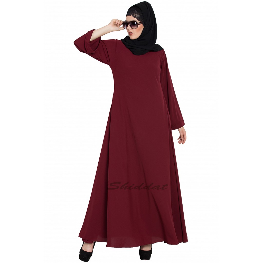 Umbrella abaya - Buy Umbrella cut abaya- Maroon at www.lihaaj.com in USA