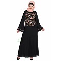 Embroidered Umbrella cut abaya- Black Embroidered Umbrella cut abaya- Black