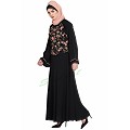 Embroidered Umbrella cut abaya- Black Embroidered Umbrella cut abaya- Black
