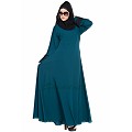 Umbrella abaya with lacework on sleeves- Teal Umbrella abaya with lacework on sleeves- Teal