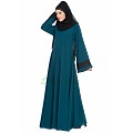 Umbrella abaya with lacework on sleeves- Teal Umbrella abaya with lacework on sleeves- Teal