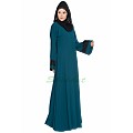 Umbrella abaya with lacework on sleeves- Teal Umbrella abaya with lacework on sleeves- Teal