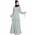 Umbrella abaya with designer sleeves- Sea Green